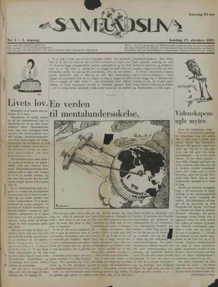 Framsida av Samfundsliv 17. oktober 1931.
