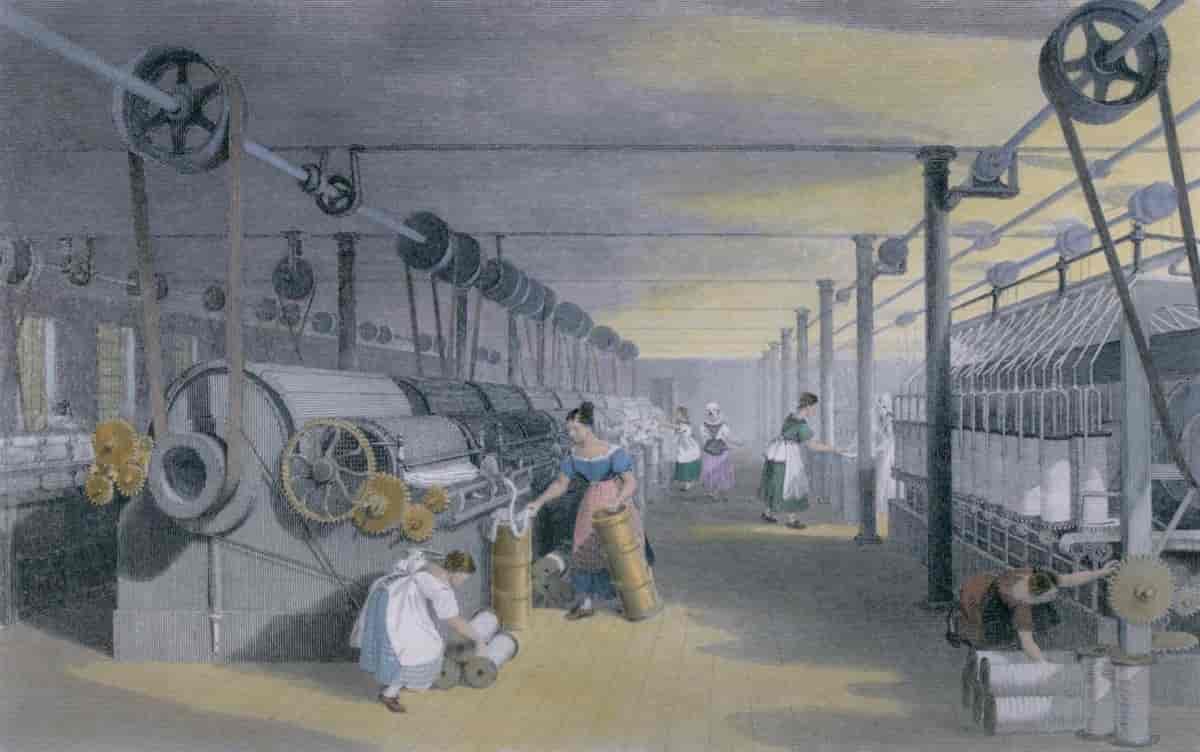 Bomullsfabrikk i Lancashire England, 1835