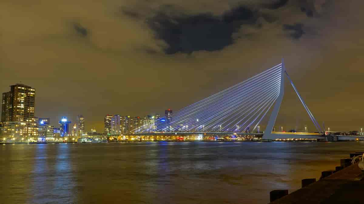 Rotterdam med Erasmusbrug i forgrunnen.