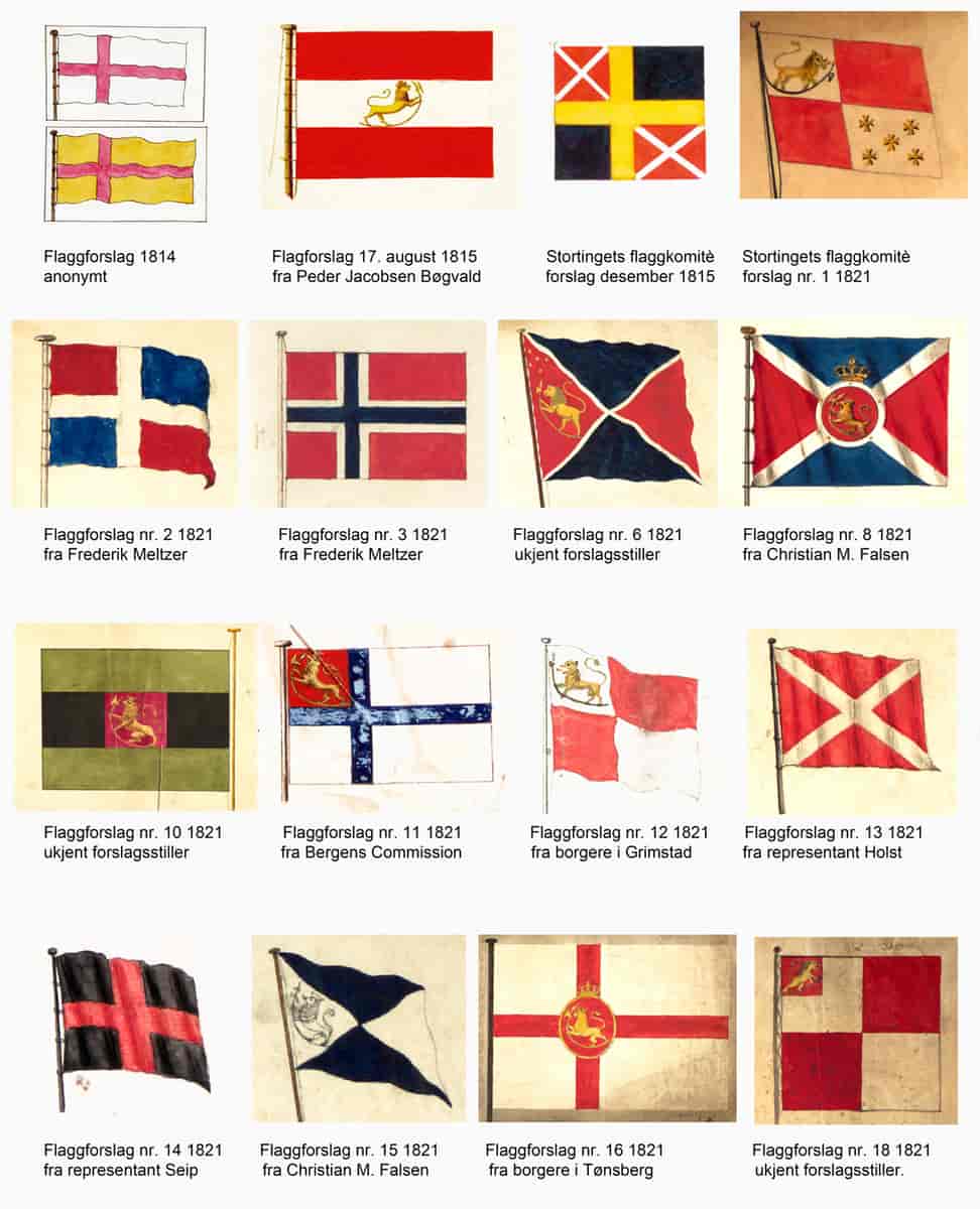 Flaggforslag 1814, 1815  og 1821