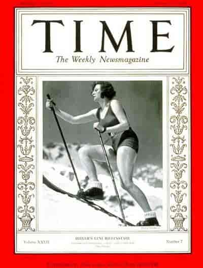 Den tyske filmprodusenten Leni Riefenstahl på forsiden av TIME, 1936.