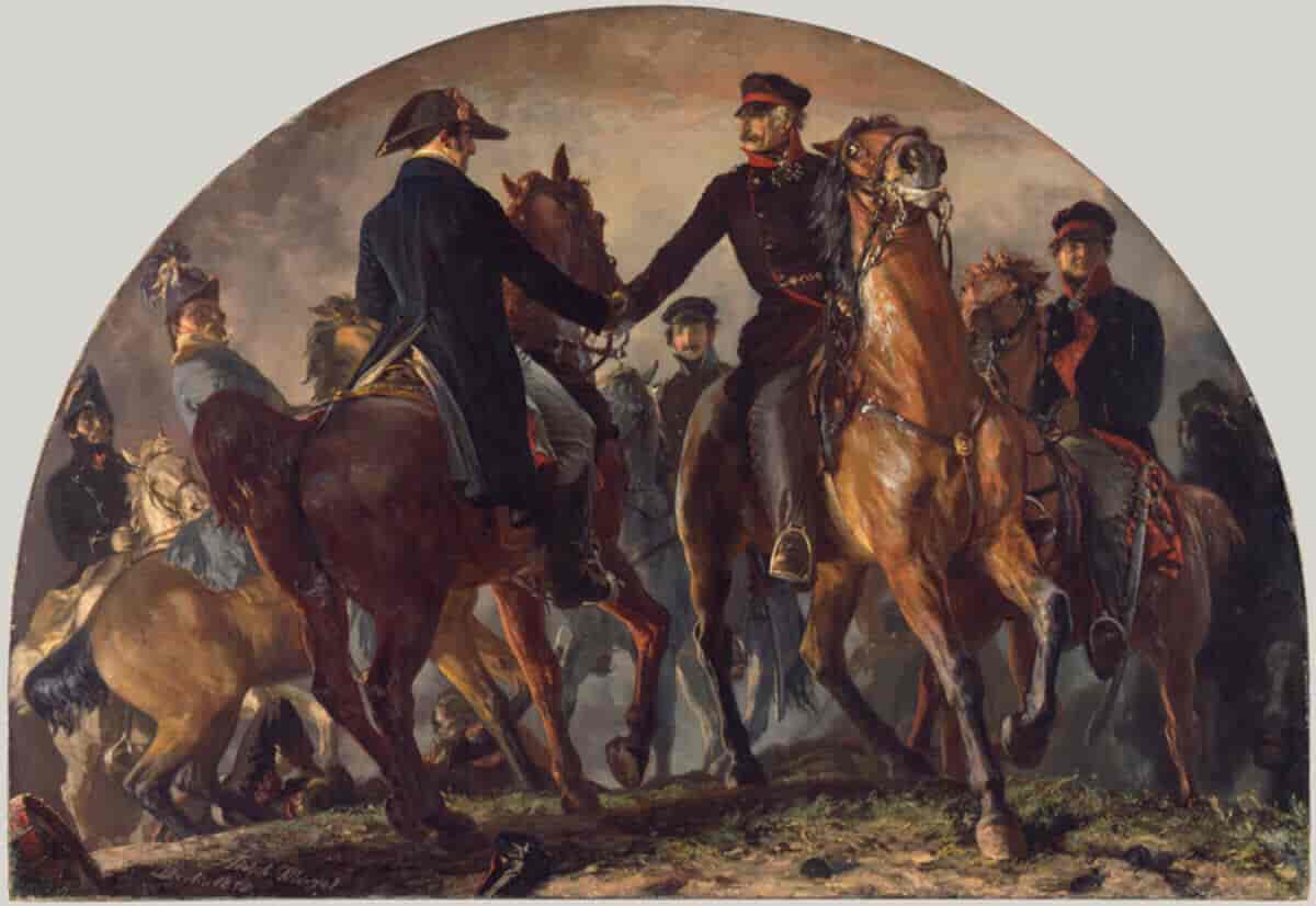 Blücher og Wellington på slagstedet ved Belle-Alliance
