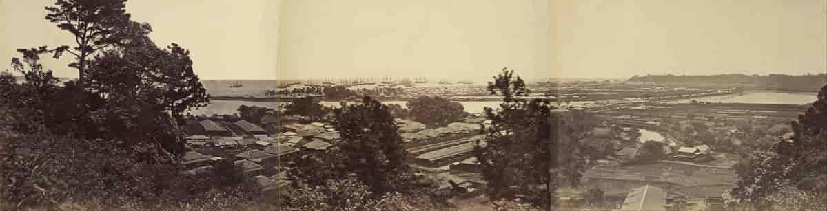 Panoramabilde over Yokohama, Japan, 1863.