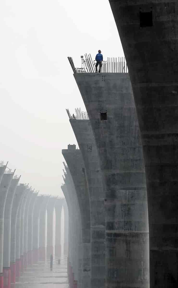 Fra byggingen av Jiaxing-Shaoxing-broen