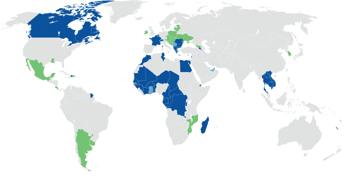 Medlemsland i den internasjonale frankofone organisasjonen (per 2022)