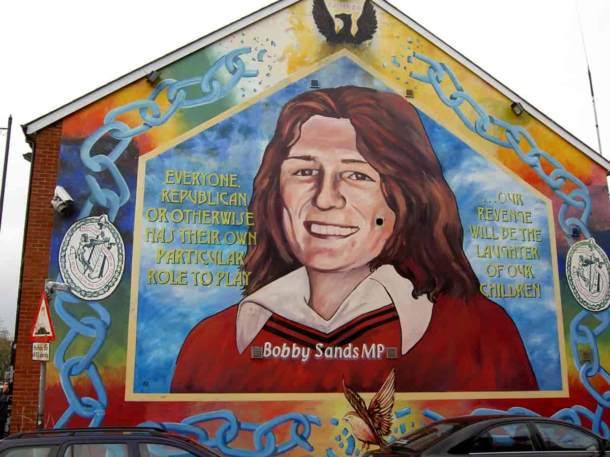 Veggportrett av Bobby Sands, Falls Road - Belfast