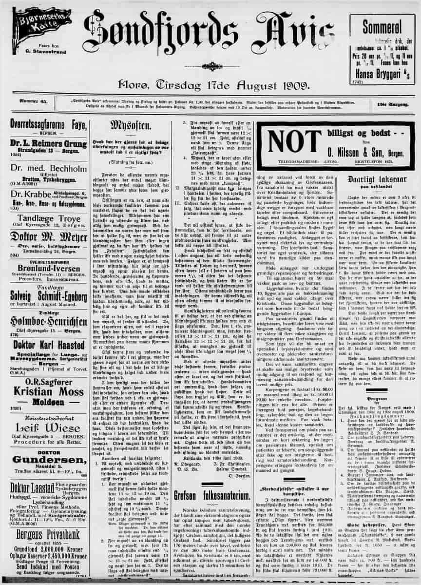 Søndfjords Avis, tirsdag 17. august 1909