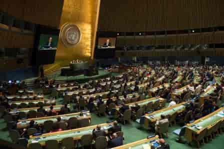 FNs generalsekretær Ban Ki-moon åpner den 70. generalforsamlingen, 2015
