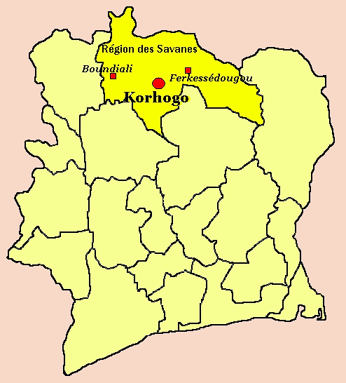 Locator map of Korhogo