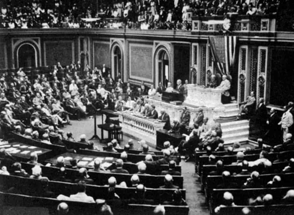 Woodrow Wilson taler til kongressen