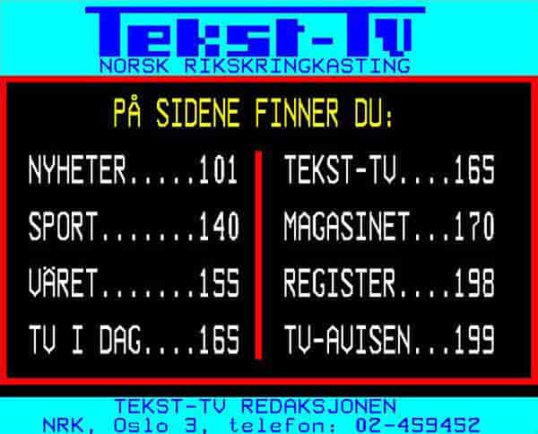 NRK Tekst-TV kort tid etter lansering i 1983