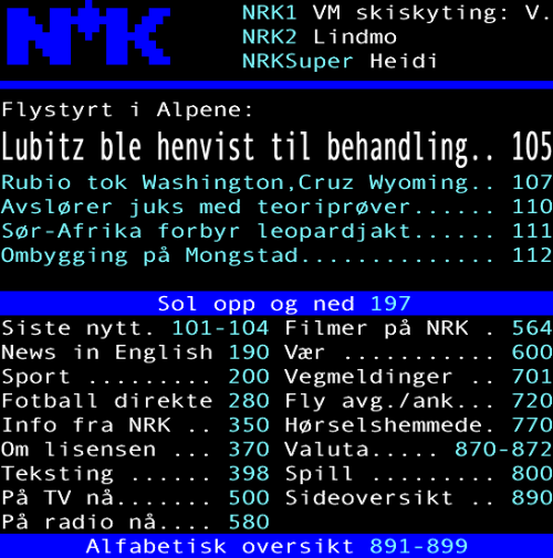 NRK Tekst-TV i 2016