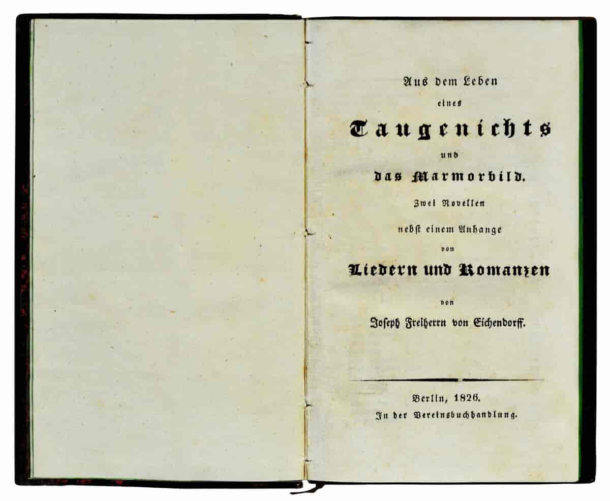 Førsteutgaven av "Aus dem Leben eines Taugenichts" (1826)