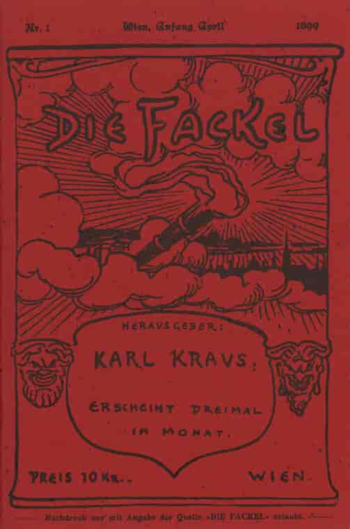 "Die Fackel". Omslaget til det første nummeret av tidsskriftet.
