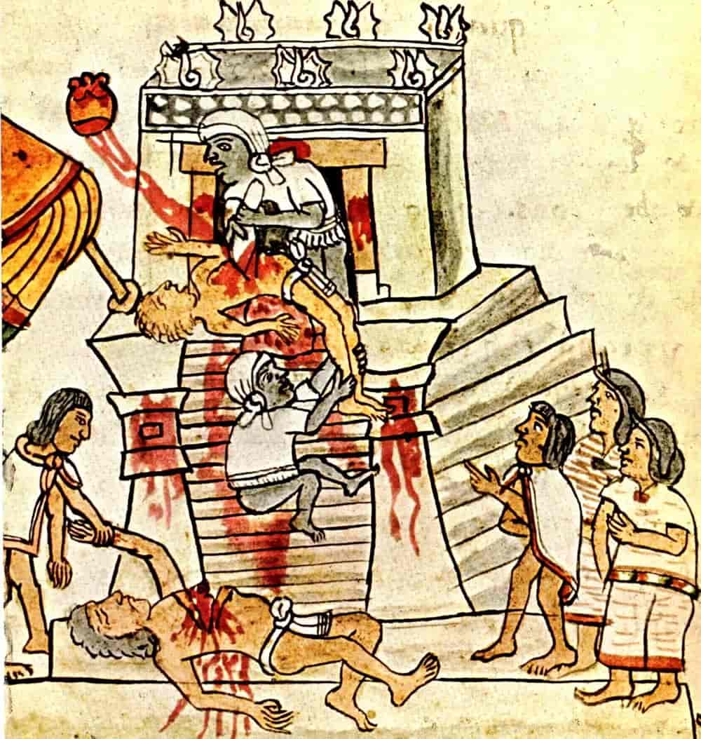 Menneskeofring i Aztekernes hovedtempel.