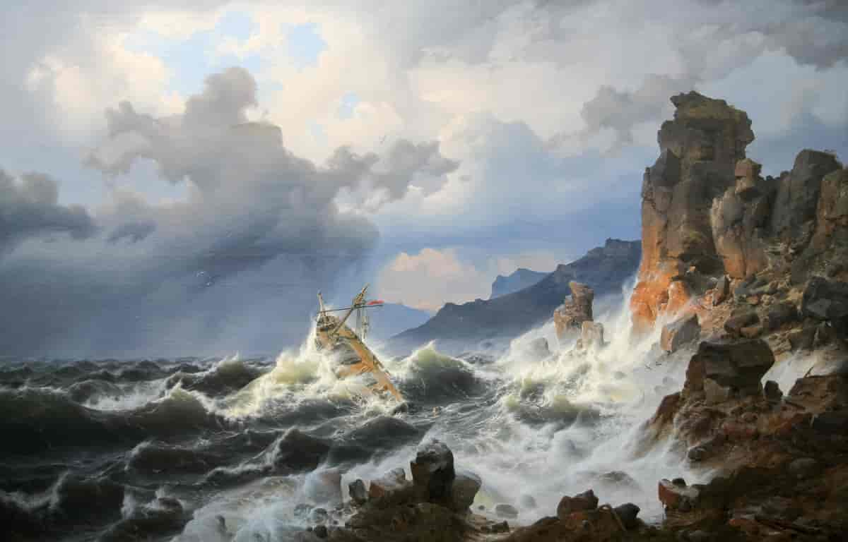 Storm over havet ved norskekysten, 1837