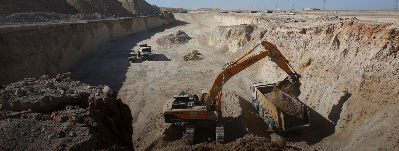 Arbeid ved en fosfatgruve sør i landet. Marokko er verdens største eksportør av fosfater. 