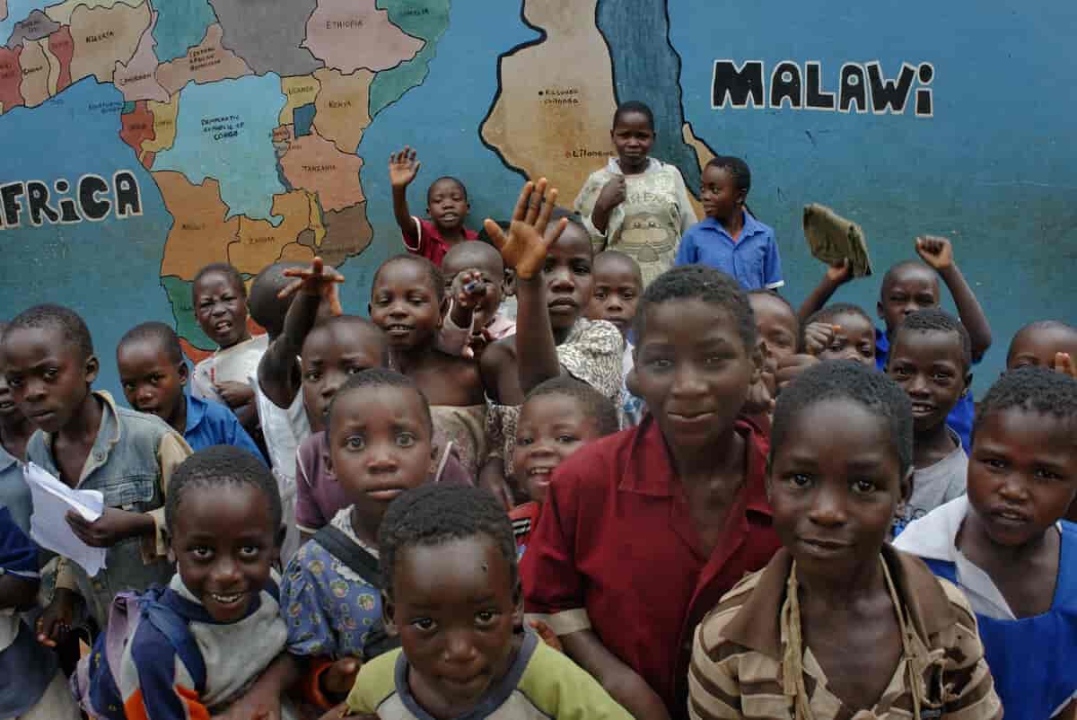 Elever ved en grunnskole i Kasungu