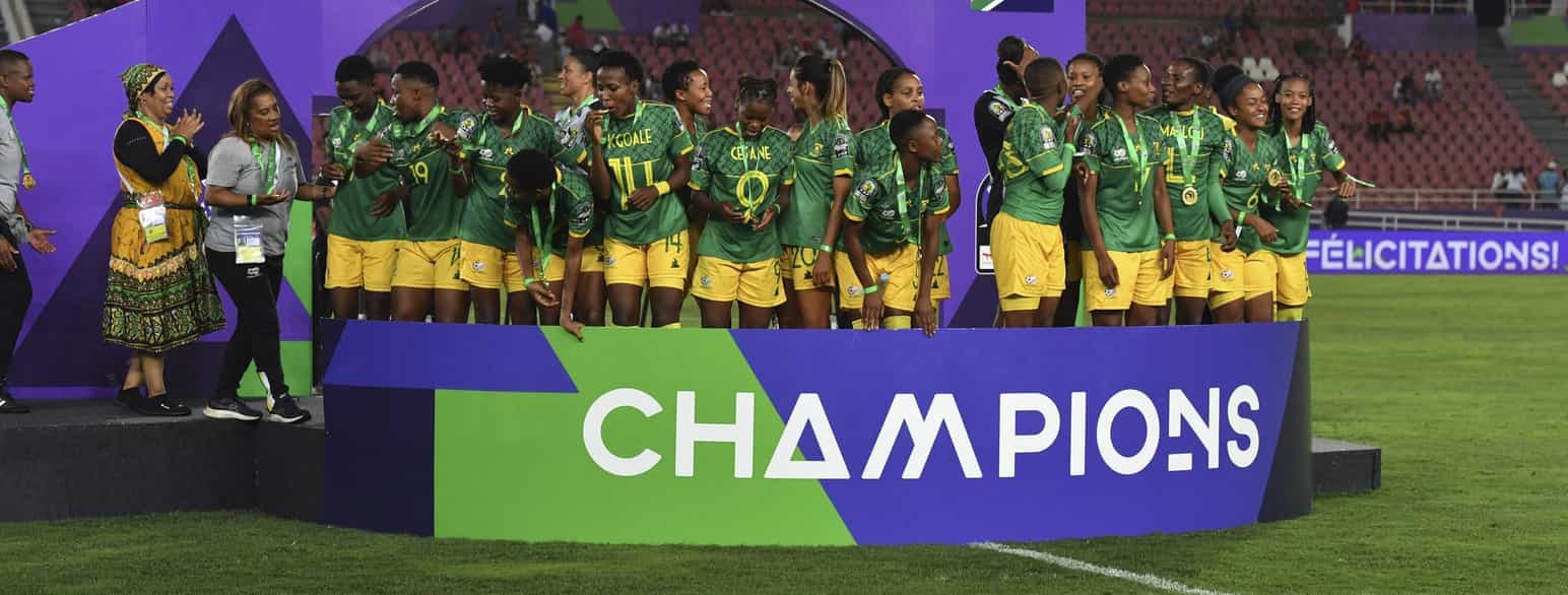 Sør-Afrika jubler over seieren i Afrikamesterskapet i juli 2022. 