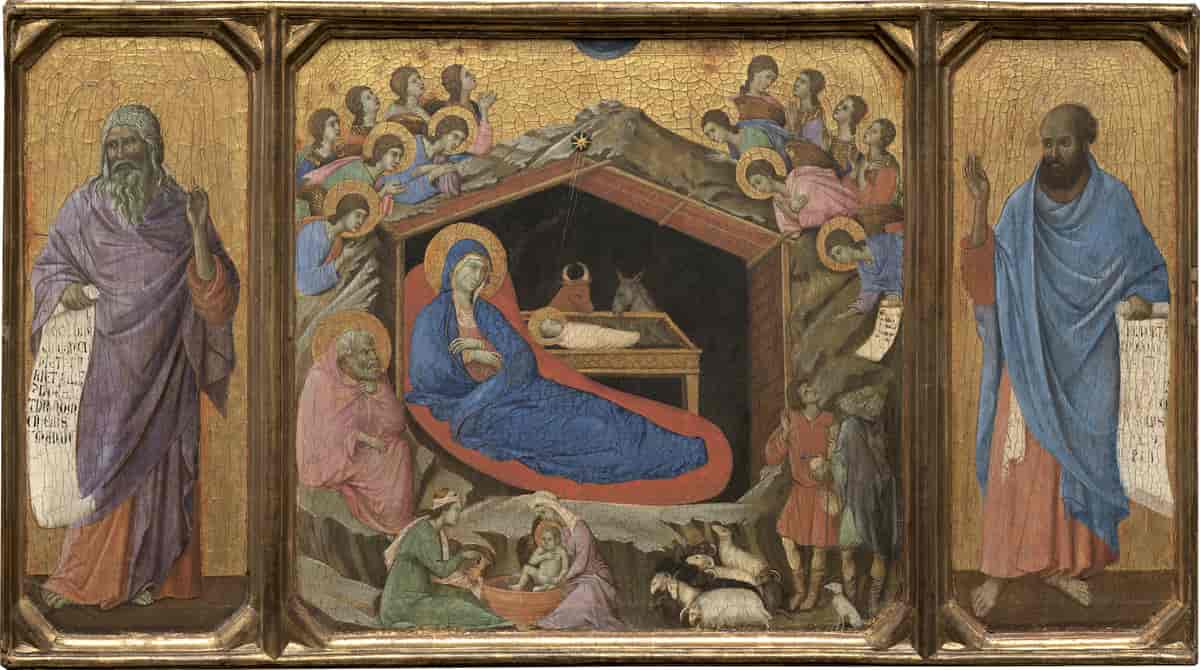 Jesu fødsel i stallen med Esekiel og Jesaja