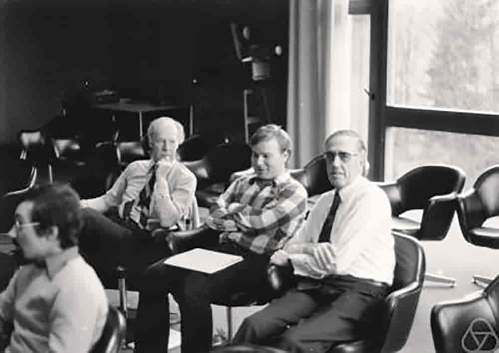 Gérard Debreu, Yves Balasko og Edmond Malinvaud i 1977
