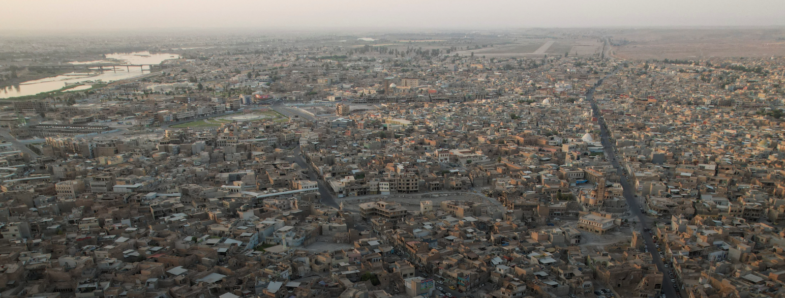 Utsikt over gamlebyen i Mosul juli 2022