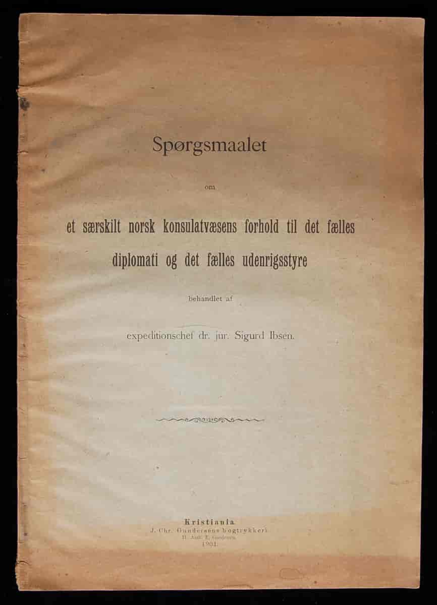 Tekst fra 1901 om et særskilt norsk konsulatvesen