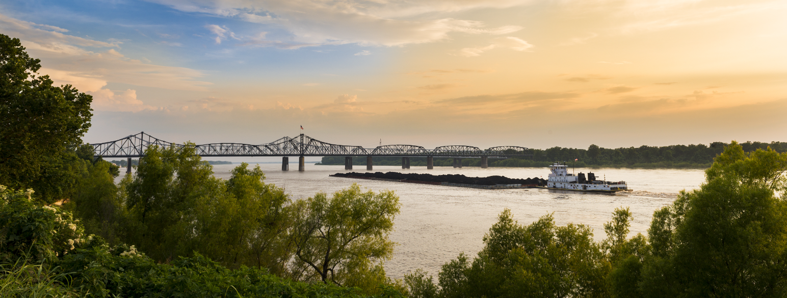 Mississippi-elva ved Vicksburg Bridge in Vicksburg, Mississippi