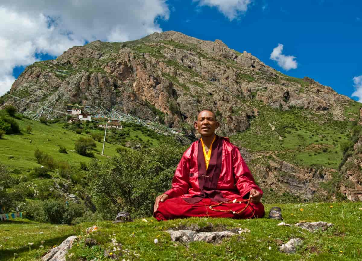 Buddhistisk munk i Tibet
