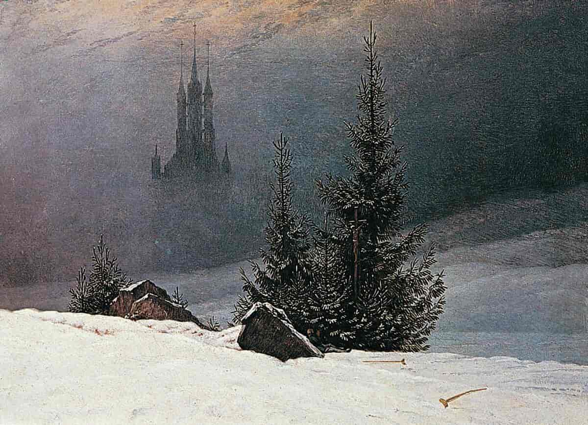 Vinterlandskap med kirke