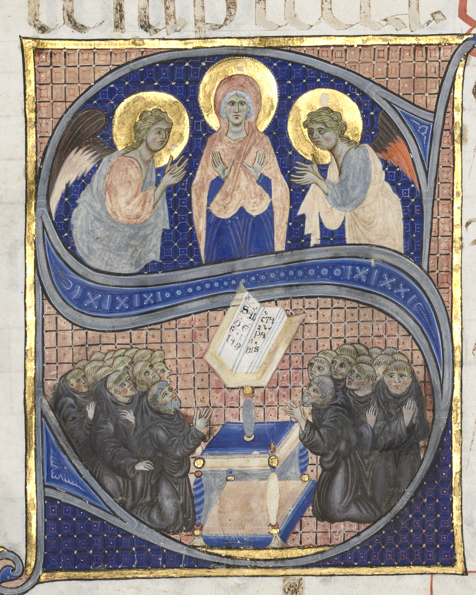 Syngende munker i et manuskript fra 1200-tallet