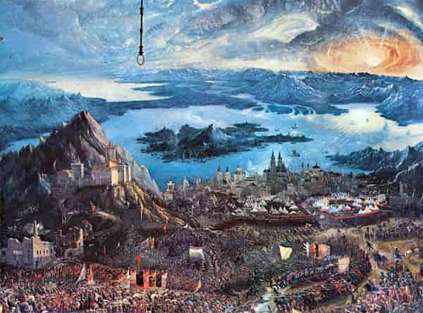 En del av maleriet Alexander den stores seier over Dareios