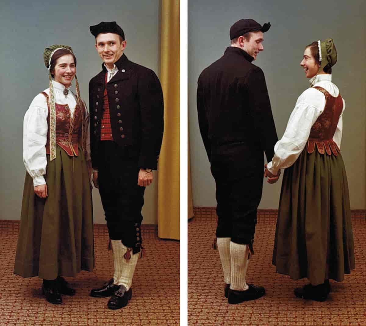 Mann og kvinne iført bunader fra Solør Odal
