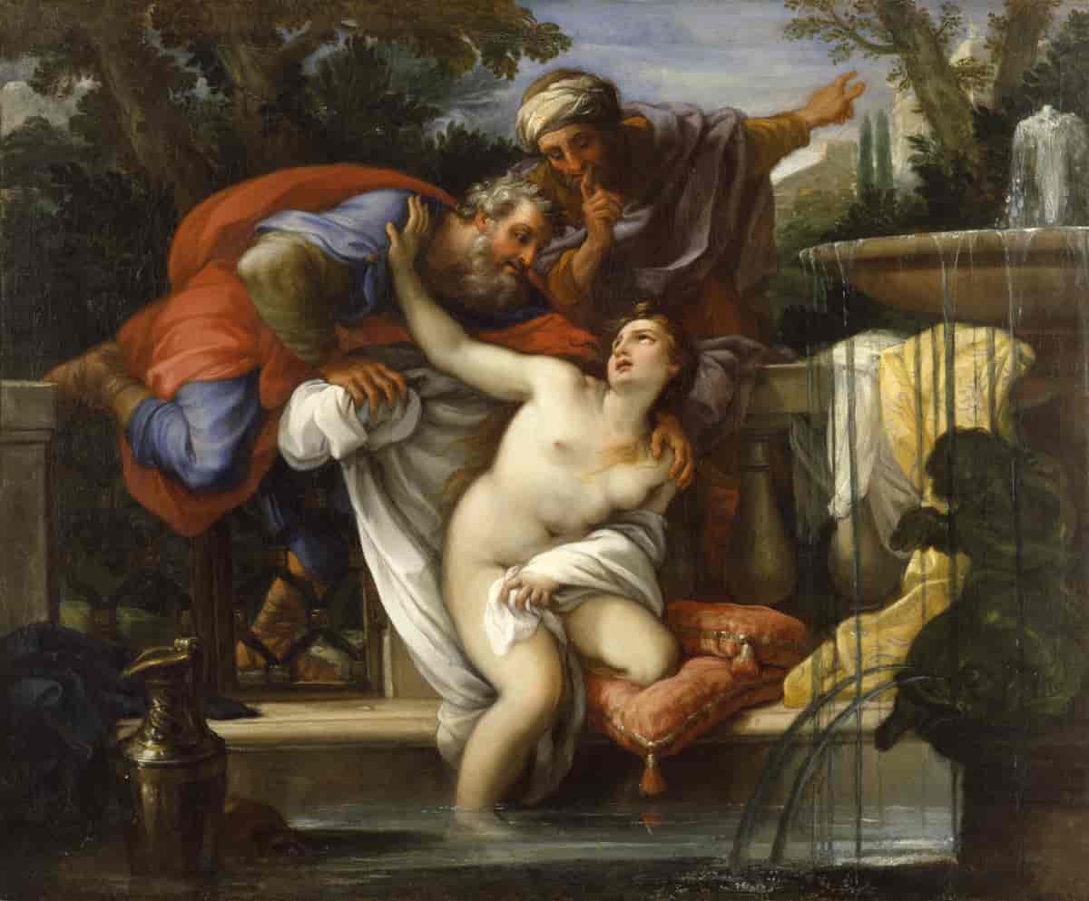 Susanna og de eldste. Maleri fra tidlig 1700-tall.