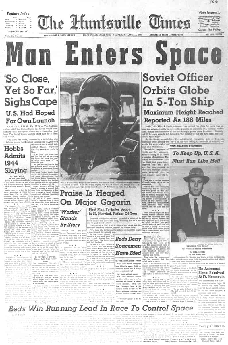 Avisforside etter Gagarins ferd med Vostok 1