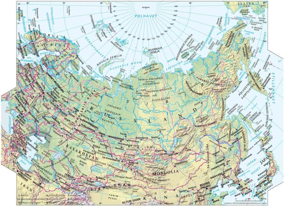 Russland, topografisk kart