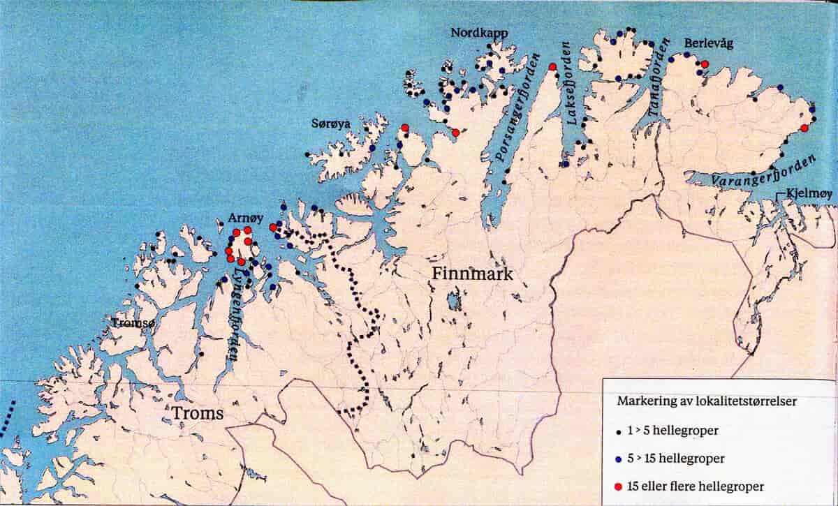 Kart over hellegroper i Norge