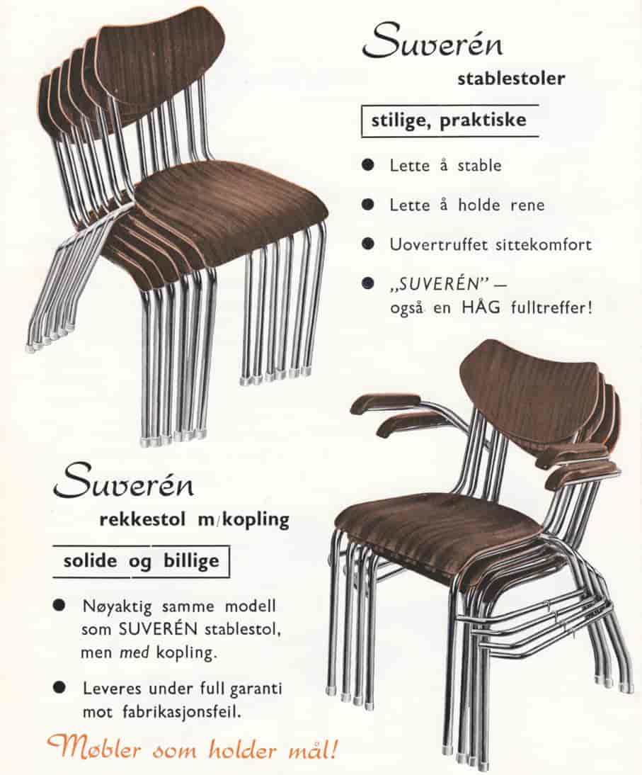 Reklame for HÅGs stol Suverén fra rundt 1960.