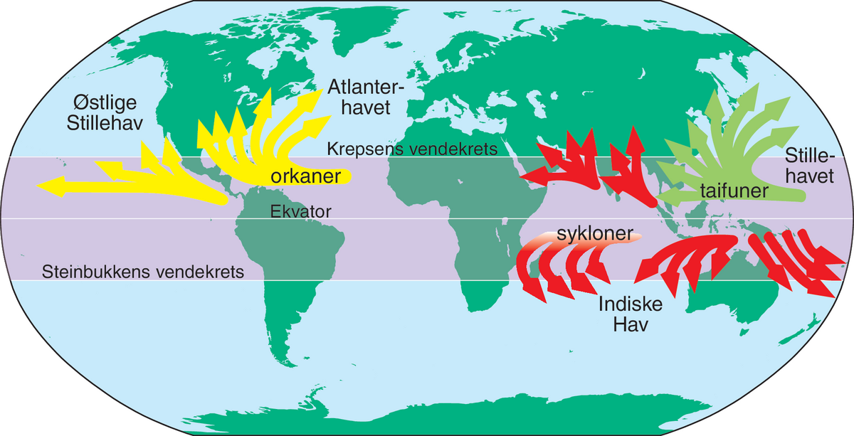 Tropisk lavtrykk – Kart