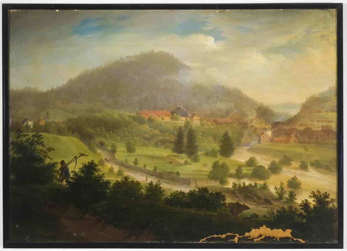 Utsikt over Næs Verk, omtrent 1840