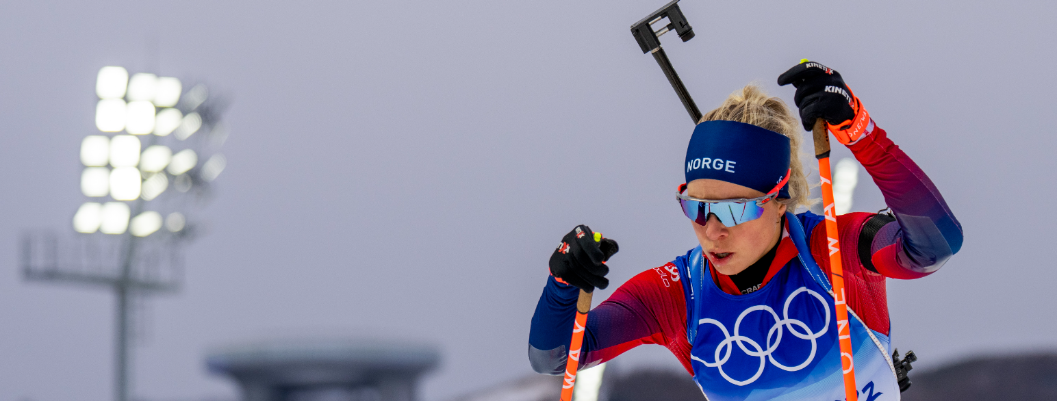Tiril Eckhoff på sprinten under vinter-OL i Beijing i 2022 