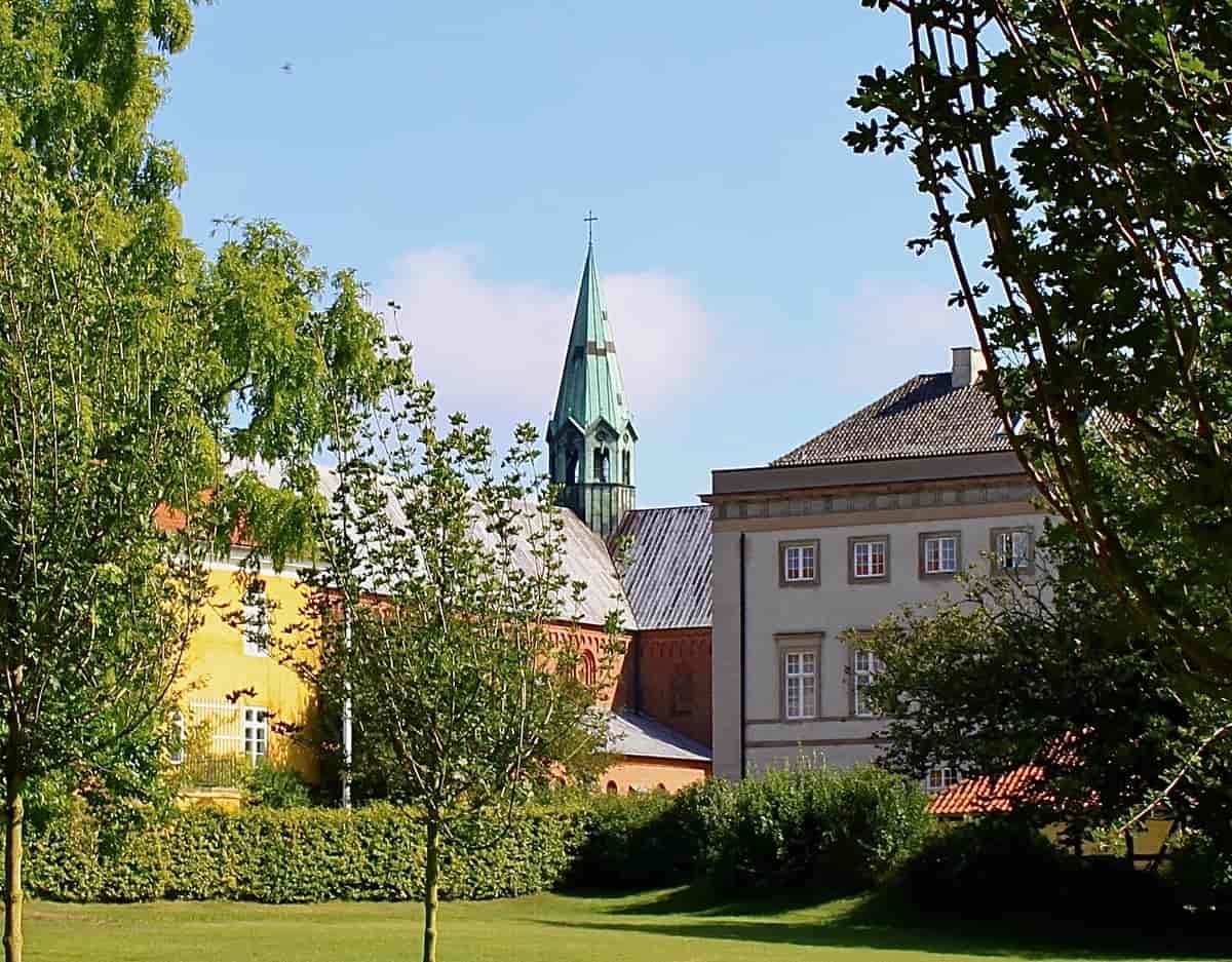 Sorø Klosterkirke og Sorø Akademis Skole set fra Akademihaven