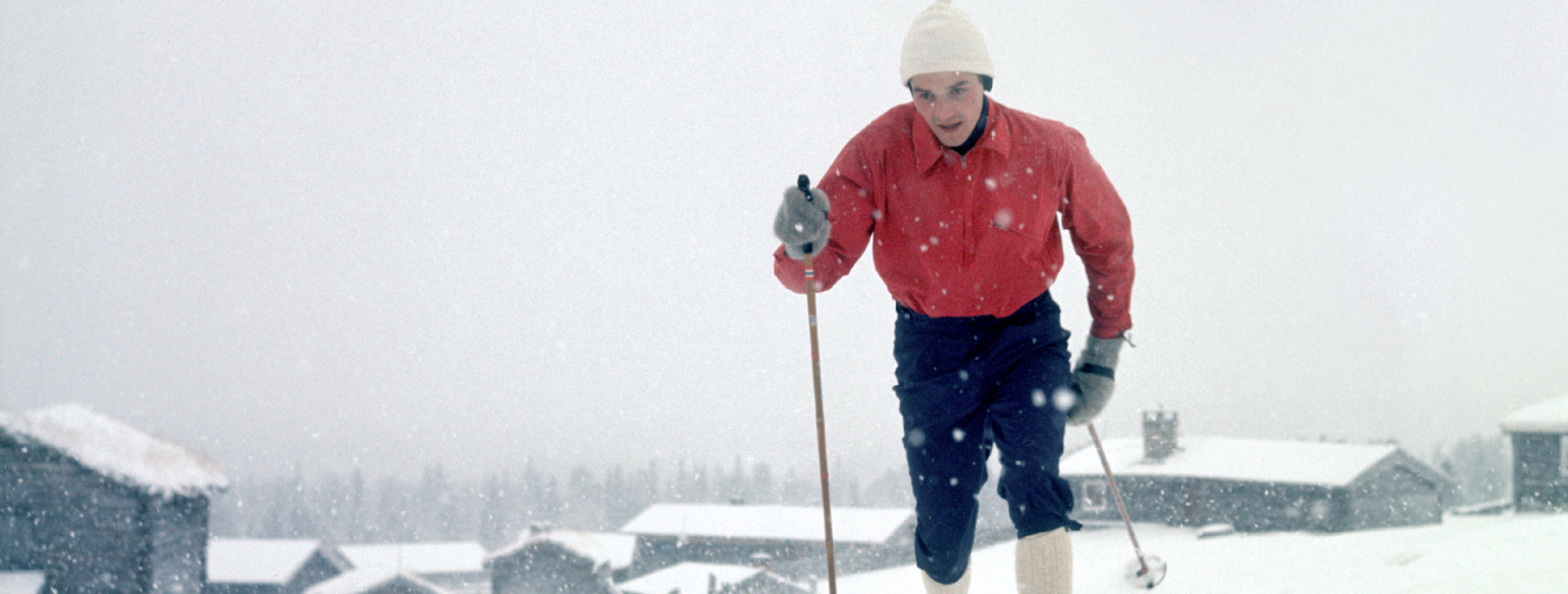 Gjermund Eggen under en treningsøkt før det som skulle bli hans store triumf: ski-VM i Oslo i 1966