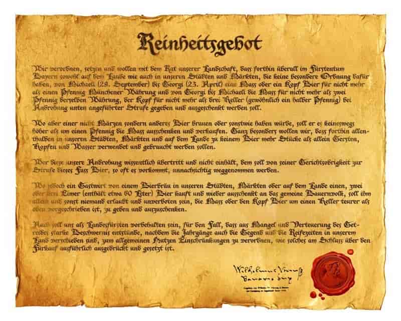 Reinheitsgebot, den tyske renhetsloven fra 1516