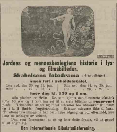 Annnse i Agderposten 19. januar 1915
