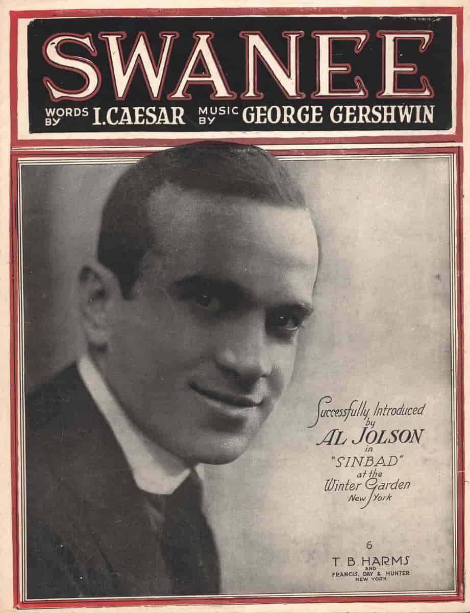 George Gershwin/Irving Caesar: «Swanee», tittelside med bilde av Al Jolson, 1919