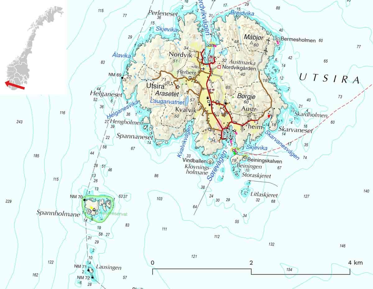 Kart over Utsira kommune