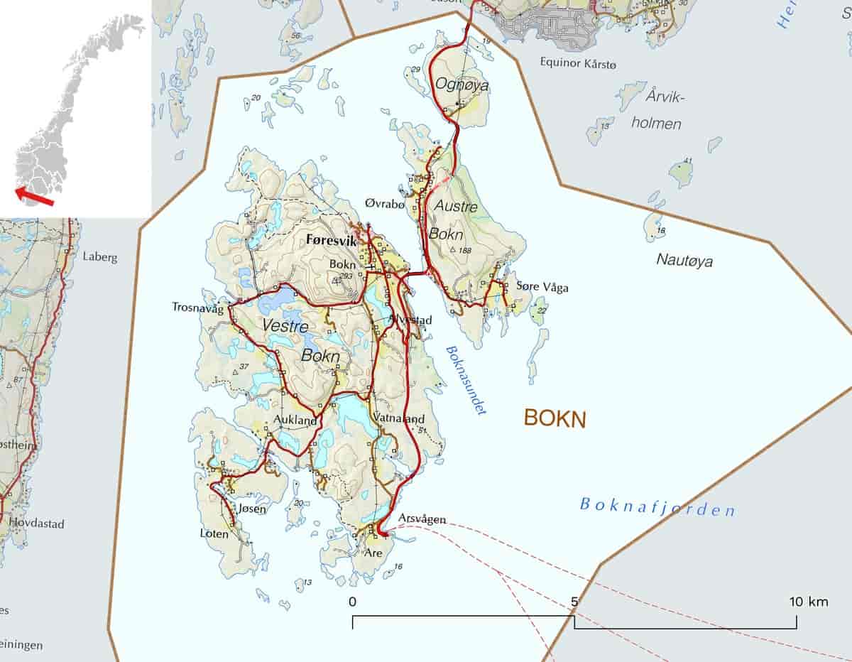 Kart over Bokn kommune