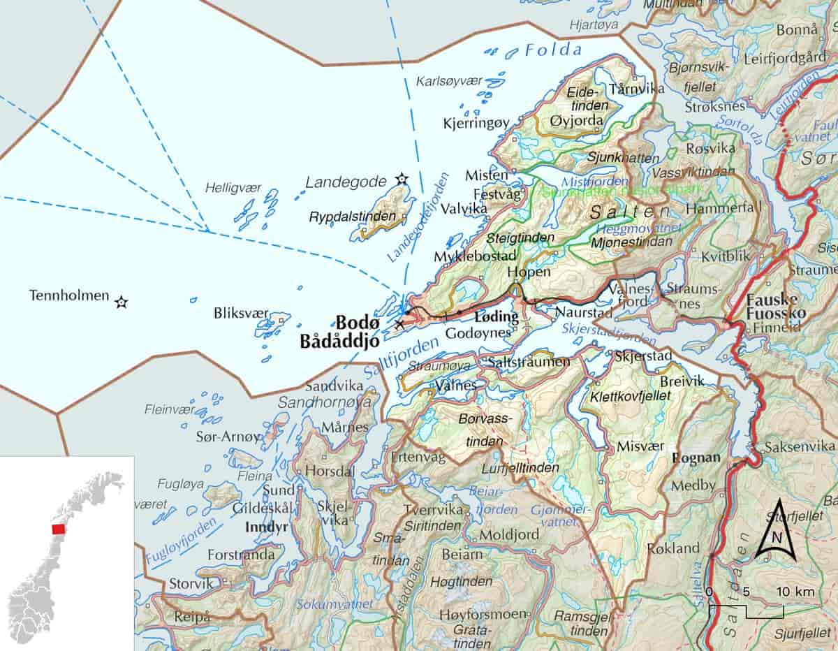 Kart over Bodø kommune