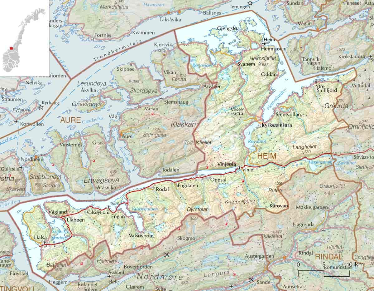 Kart over Heim kommune